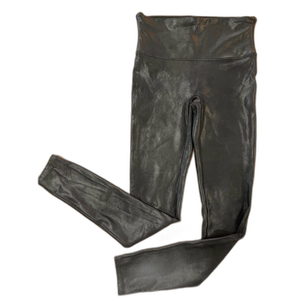 Spanx Faux Leather Moto Leggings Black M 27” Inseam High Rise Shaping Stretch
